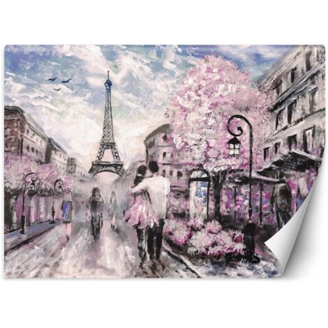 Fototapete, Ein Spaziergang durch Paris gemalt – 100x70