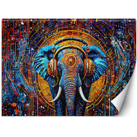 Fototapete Elefant im Kopfhörer Abstraktion 100x70 cm