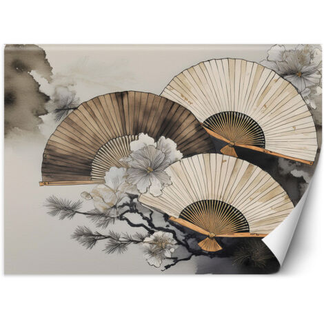 Fototapete Fächer Aquarell Japan 100x70 cm