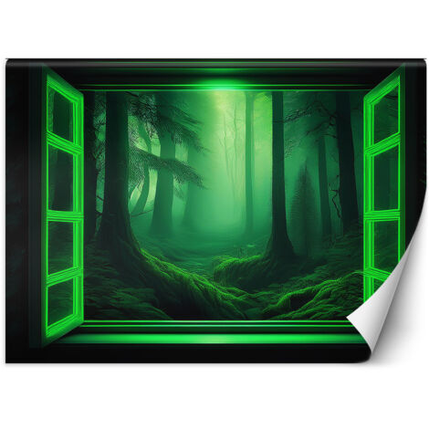 Fototapete Fensterbild Grüner Wald 150x105 cm