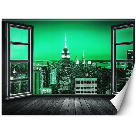 Fototapete Fensterblick Grüne Stadt 250x175 cm
