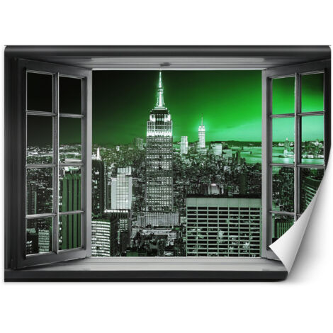 Fototapete Fensterblick Stadt Gebäude Abstrakt 100x70 cm