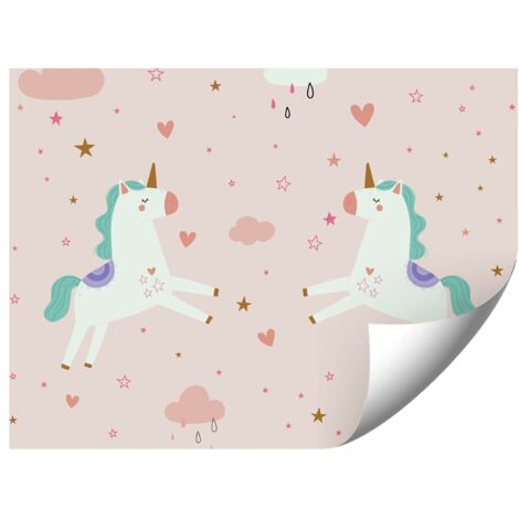 FOTOTAPETE FÜR KINDER NIEDLICHES GEZEICHNETES EINHORN 294x260 FÜR ZIMMER