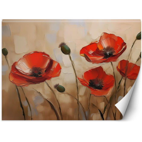Fototapete Gemalte Mohnblumen 150x105 cm