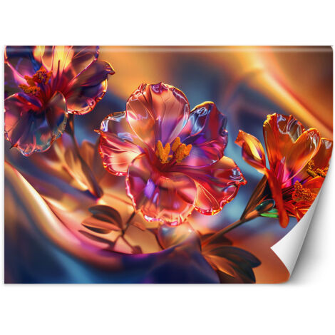 Fototapete Glänzende Glasblumen 150x105 cm