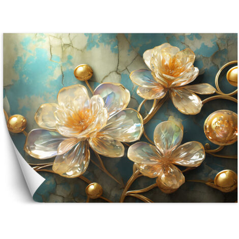 Fototapete Glas Blumen Abstrakt 450x315 cm