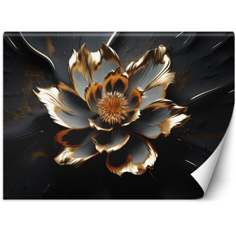 Fototapete Goldene abstrakte Blume 100x70 cm