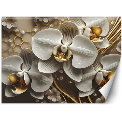 Fototapete Goldene Orchidee 100x70 cm