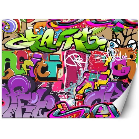 Fototapete Graffiti-Kunst in Neonfarben 254x184 cm