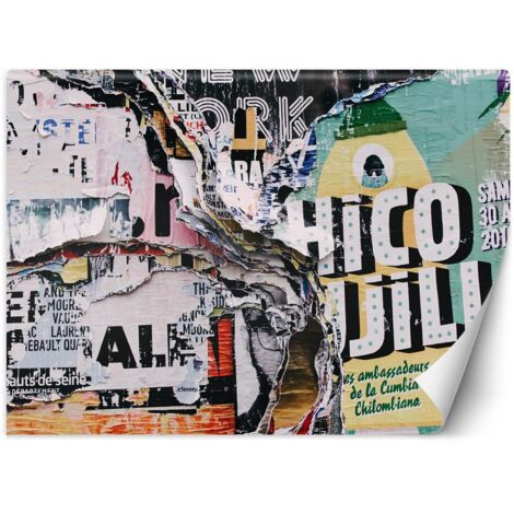 Fototapete Grunge-Wand - alte zerrissene Poster 300x210 cm