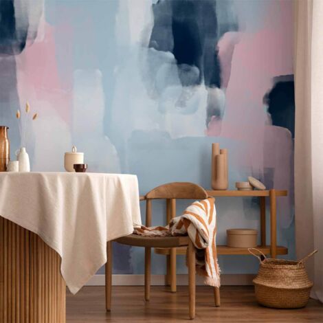 Fototapete – Harmonische Farben – Abstraktion mit blauen und rosa Formen