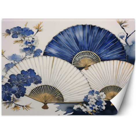 Fototapete Japanischer Fächer blau 100x70 cm