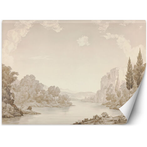 Fototapete Landschaft Fluss Sepia 150x105 cm
