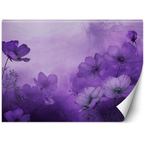 Fototapete Lila Blumen auf einer Wiese 100x70 cm