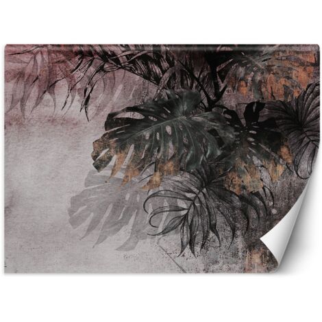 Fototapete Monstera Palmen Blätter Beton 3D 100x70 cm
