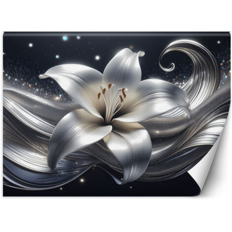 Fototapete Natur Silber Blume 100x70 cm