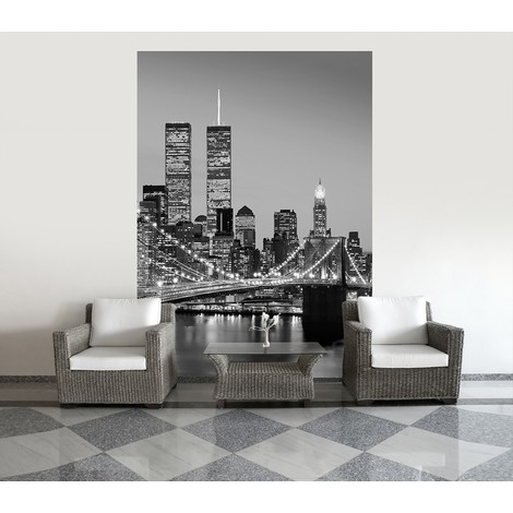 Fototapete New York Manhattan Brooklyn Bridge Skyline Mit Brucke Schwarz Weiss