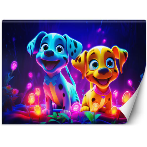 Fototapete Niedliche Neon-Hunde 254x184 cm