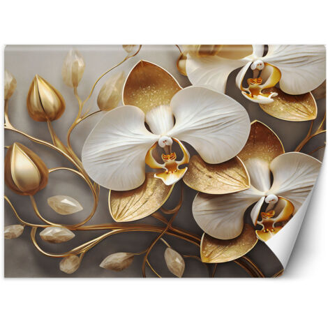 Fototapete Orchidee glamourös gold 100x70 cm