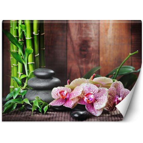 Fototapete Orchidee mit Bambus 100x70 cm