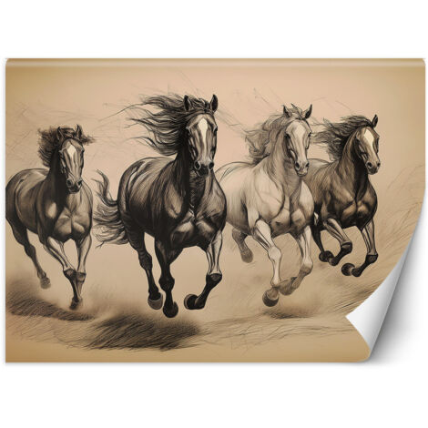 Fototapete Pferde Tiere Vintage 450x315 cm