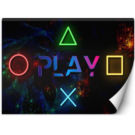 Fototapete Play-Schriftzug und Tasten für Controller 100x70 cm