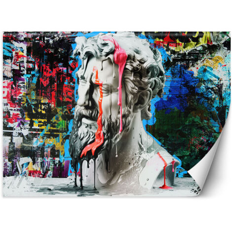 Fototapete Poseidon-Skulptur Graffiti 150x105 cm