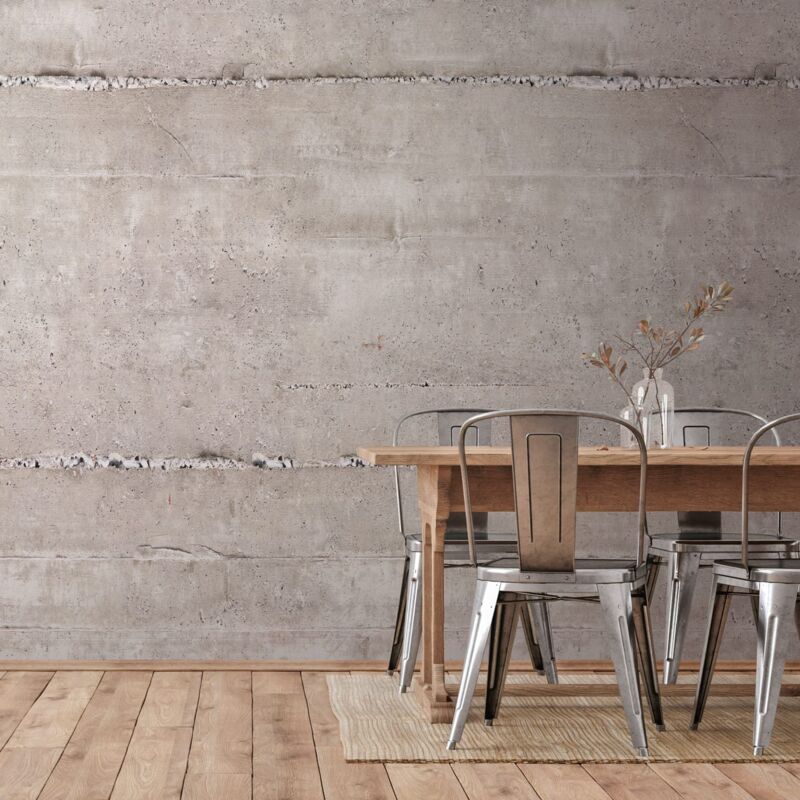 Profhome - Fototapete 392521 Heißgeprägte Vliestapete Glatt In Betonoptik Matt Grau Creme-weiß 1, 59 M X 2, 8 M