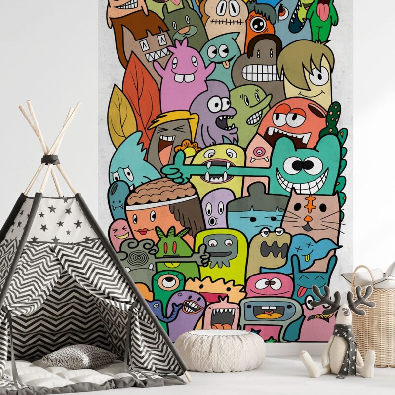 Profhome - Fototapete 398271 Heißgeprägte Vliestapete Glatt Kindertapete Matt Grün Rosa Blau Gelb 1, 59 M X 2, 8 M