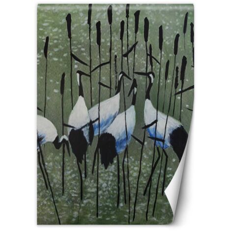 Fototapete Reiher auf einer Wiese 100x140 cm