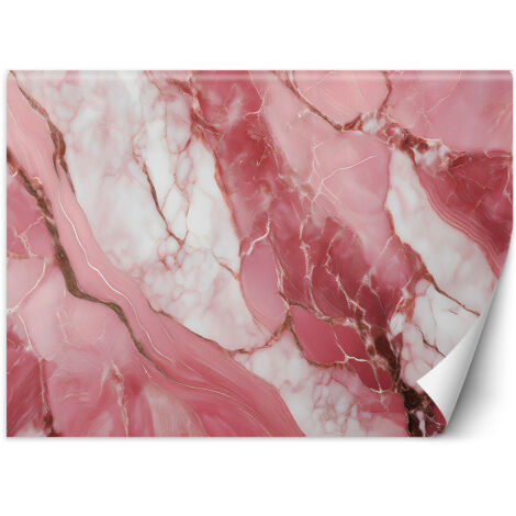 Fototapete Rosa Marmor Stein Vergoldete Elemente 100x70 cm