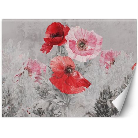 Fototapete, Rote Aquarellmohnblumen – 100x70