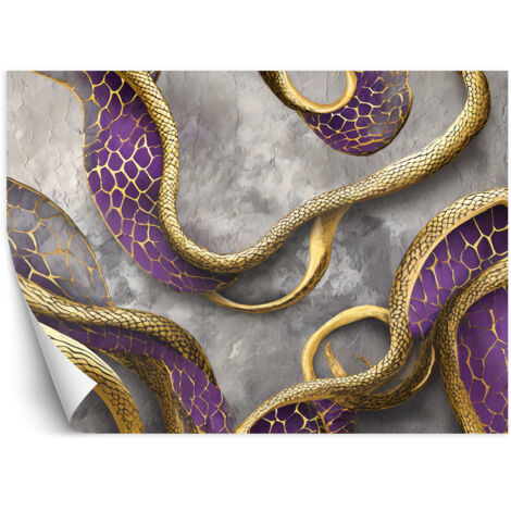 Fototapete Schlange Textur Gold Lila Glamour 100x70 cm