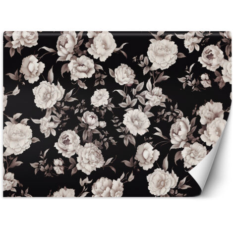 Fototapete Schwarze und weiße Blumen 150x105 cm