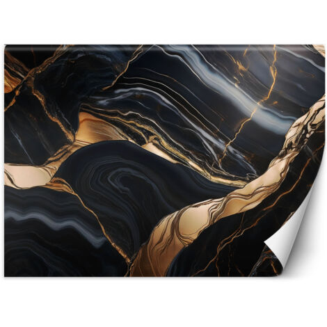 Fototapete Schwarzer Marmor mit Gold 100x70 cm