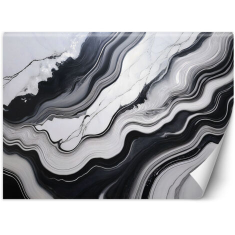 Fototapete Schwarzer und weißer Marmor Abstraktion 150x105 cm