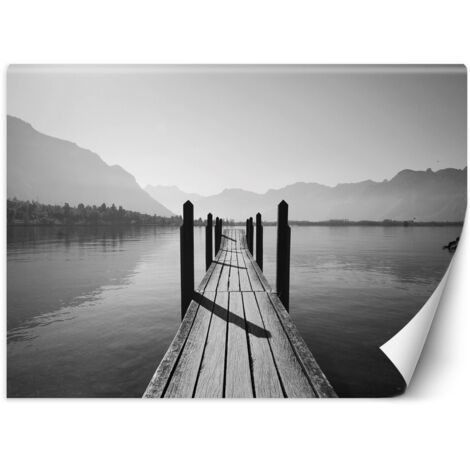 Fototapete, Seeberge in der Nebellandschaft – 254x184
