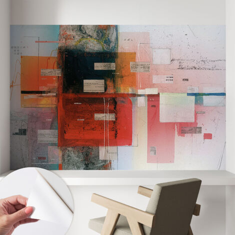 Fototapete Selbstklebend - Büro Wandgestaltung - Wanddekoration Wohnzimmer Abstrakte Komposition 104x70 cm