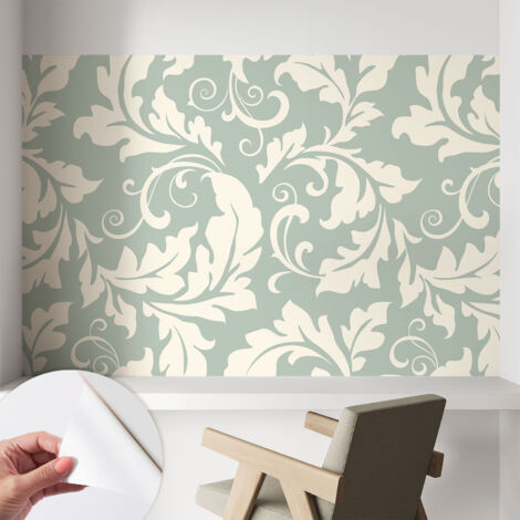 Fototapete Selbstklebend - Büro Wandgestaltung - Wanddekoration Wohnzimmer Dekorative Blätter 104x70 cm