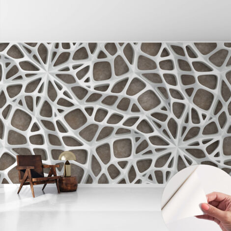 Fototapete Selbstklebend - Büro Wandgestaltung - Wanddekoration Wohnzimmer Geometrisches Netz 416x254 cm