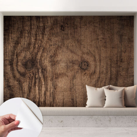 Fototapete Selbstklebend - Büro Wandgestaltung - Wanddekoration Wohnzimmer Rustikales Holz 208x146 cm