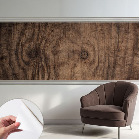 Fototapete Selbstklebend - Büro Wandgestaltung - Wanddekoration Wohnzimmer Rustikales Holz 250x104 cm