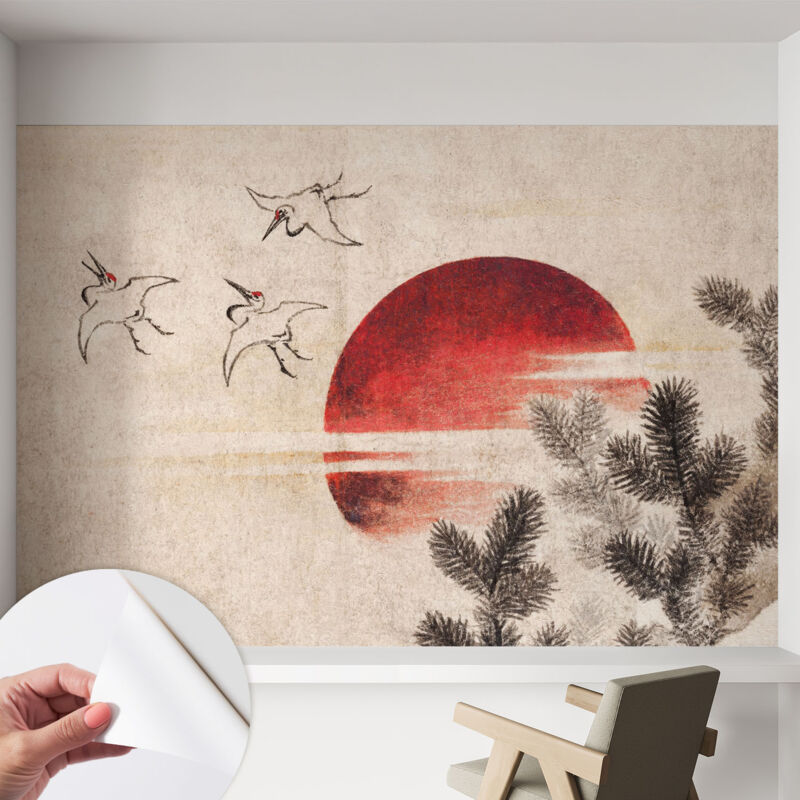 Tulup Fototapete Selbstklebend - Büro Wandgestaltung - Wanddekoration Wohnzimmer Waldmorgendämmerung 152x104 Cm