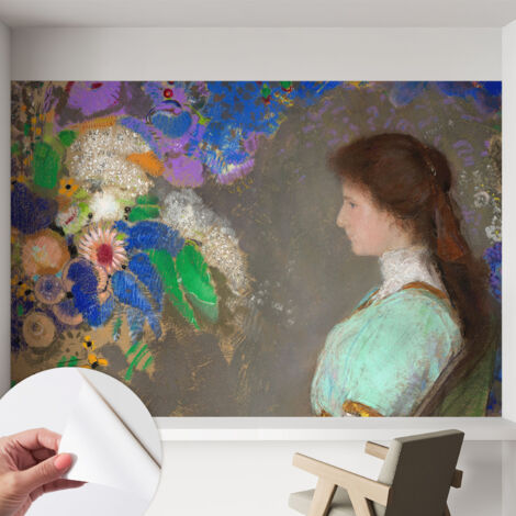 Fototapete Selbstklebend - trendige Wanddeko - Schlafzimmer - Wohnzimmer Romantische Szene 152x104 cm