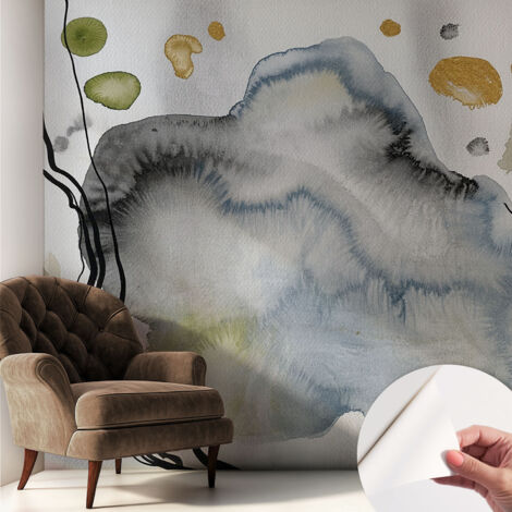 Fototapete Selbstklebend - Wanddekoration - Wandfolie - 3D Tapete Wand - Wohnungsdeko Abstrakte Aquarellmalerei 250x250 cm
