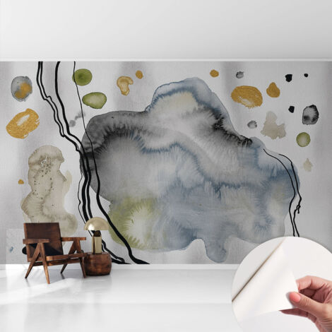 Fototapete Selbstklebend - Wanddekoration - Wandfolie - 3D Tapete Wand - Wohnungsdeko Abstrakte Aquarellmalerei 416x254 cm