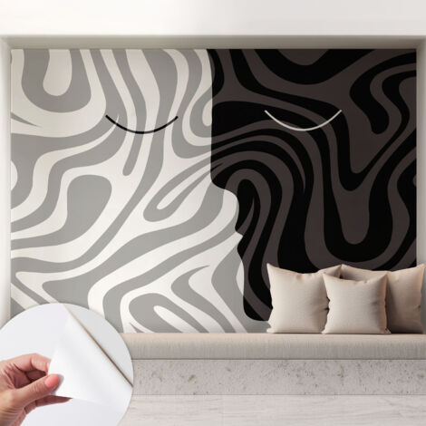 Fototapete Selbstklebend - Wanddekoration - Wandfolie - 3D Tapete Wand - Wohnungsdeko Abstrakte Gesichter 208x146 cm