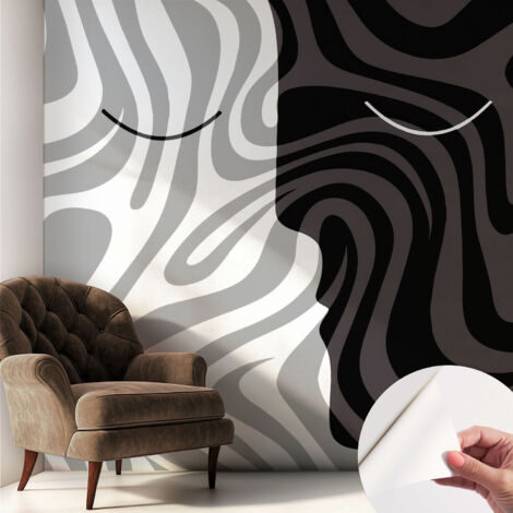 Fototapete Selbstklebend - Wanddekoration - Wandfolie - 3D Tapete Wand - Wohnungsdeko Abstrakte Gesichter 250x250 cm