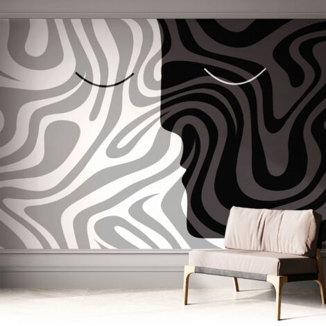 Fototapete Selbstklebend - Wanddekoration - Wandfolie - 3D Tapete Wand - Wohnungsdeko Abstrakte Gesichter 312x219 cm