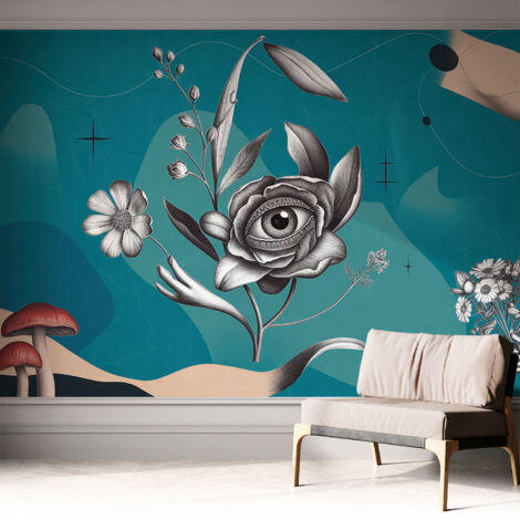 Fototapete Selbstklebend - Wanddekoration - Wandfolie - 3D Tapete Wand - Wohnungsdeko Blumenauge 312x219 cm